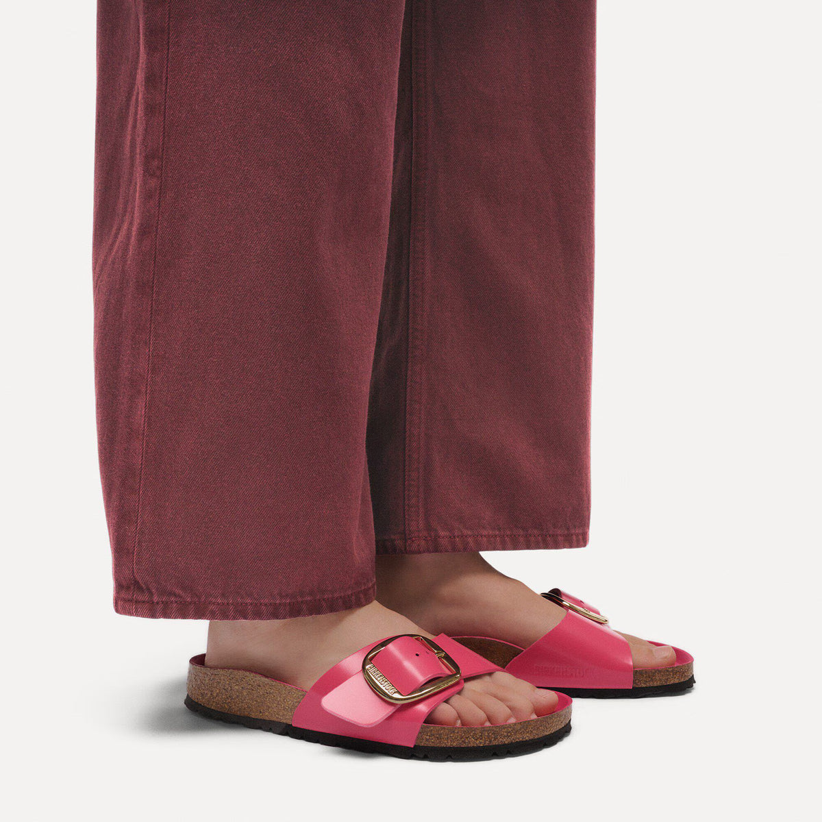 Madrid Big Buckle Natural Leather Patent