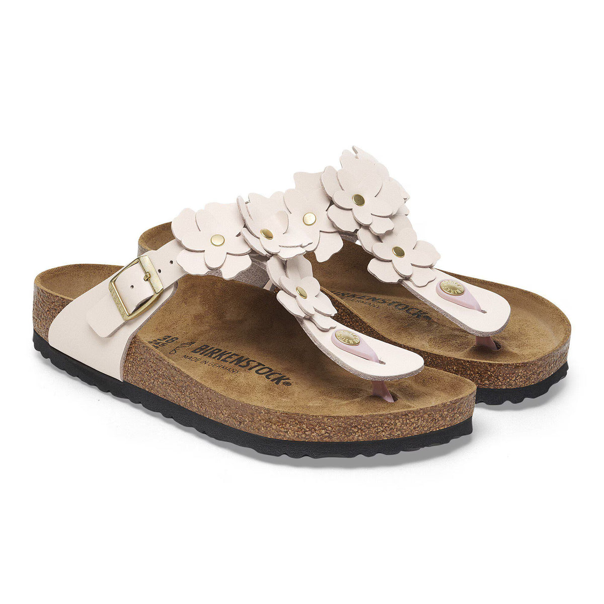 Gizeh Flower Embellishment Natural Leather
