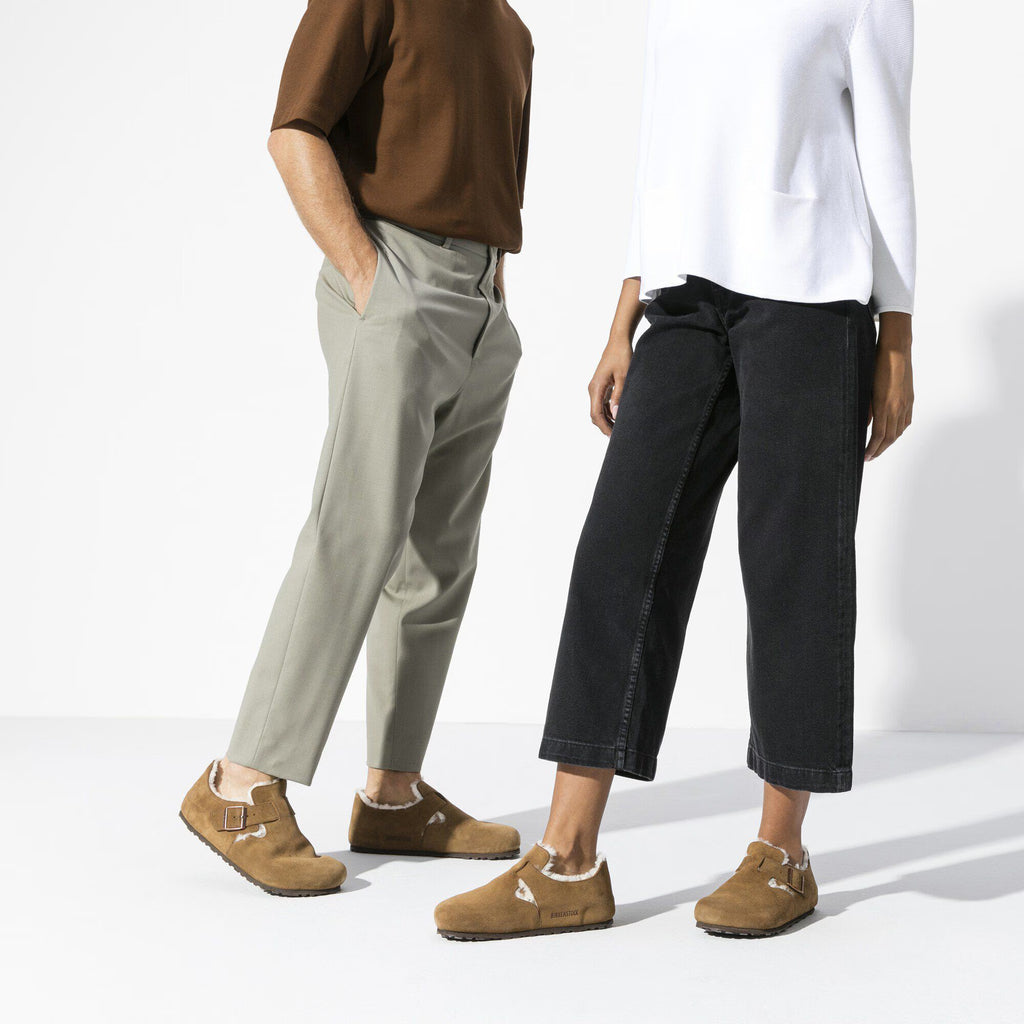 London Shearling Suede Leather Dark Tea