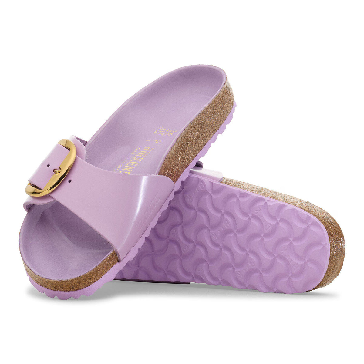 Madrid Big Buckle Natural Leather Patent